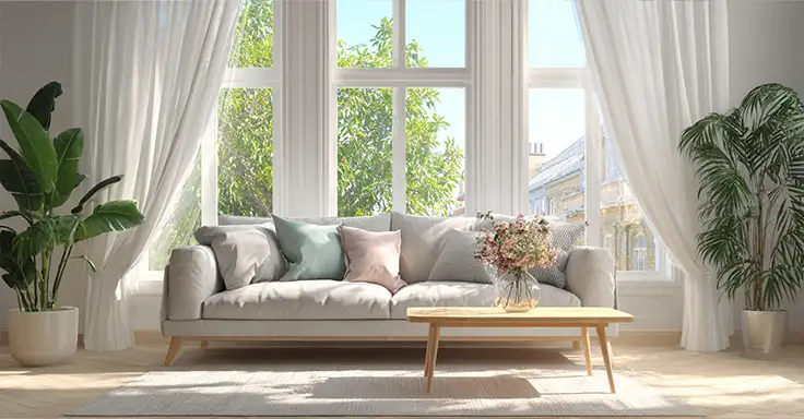 Helles Wohnzimmer einer Eigentumswohnung in Wesseling